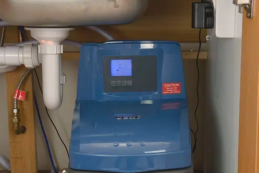 Whole-house water softener with control valve and resin tank related to Azusa CA neighborhood