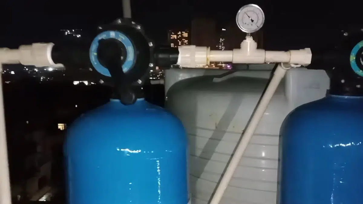 Whole-house water softener with control valve and resin tank related to Plumber serving a Bradbury estate