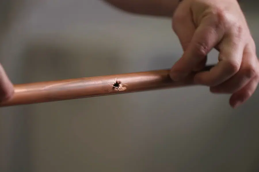 New PEX and copper pipe connections being installed during a repipe related to Emergency burst pipe repair in Monrovia