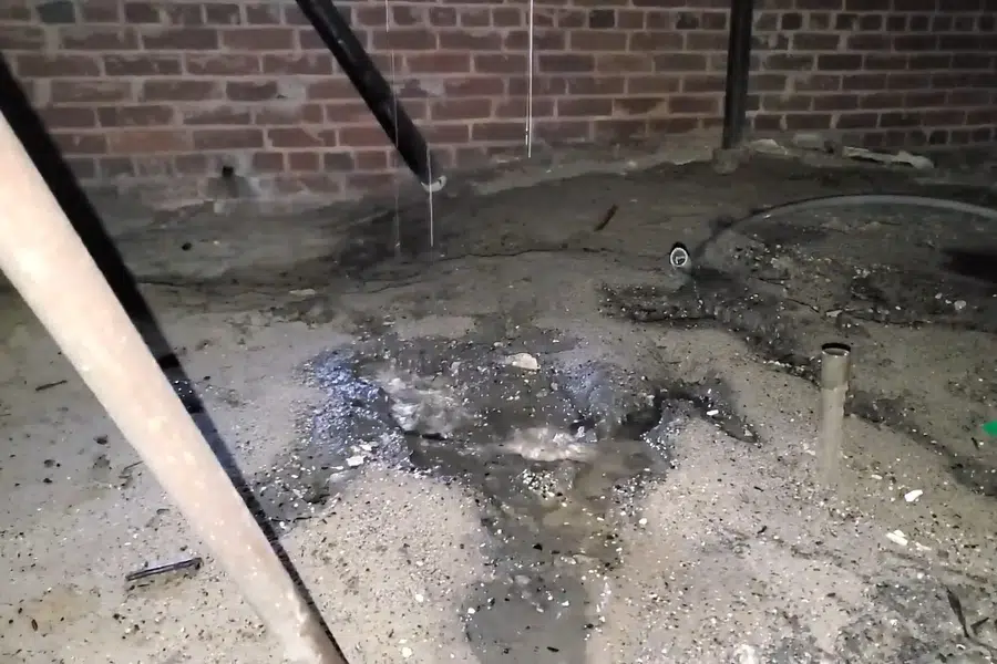 Crawlspace plumbing with drain and supply lines below the floor related to Sewer camera showing roots in a Monrovia line