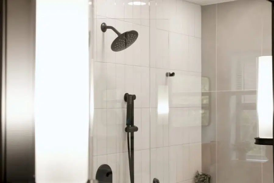 Bathroom rough-in plumbing and fixture area during remodel work related to Shower pan waterproofing in Monrovia