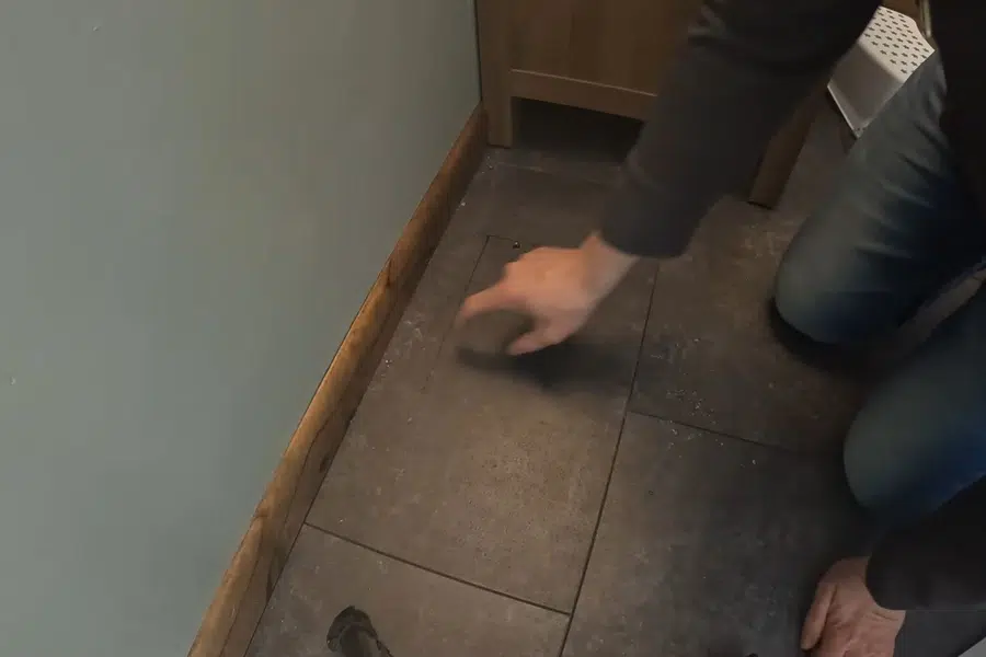 Bathroom rough-in plumbing and fixture area during remodel work related to Slab leak detection in Bradbury