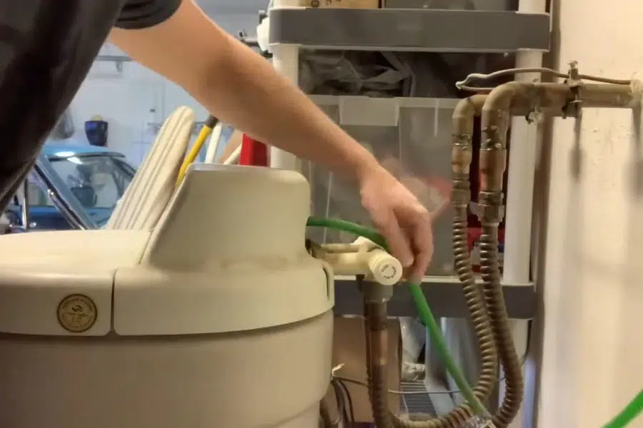 Whole-house water softener with control valve and resin tank related to Slab leak detection in Temple City