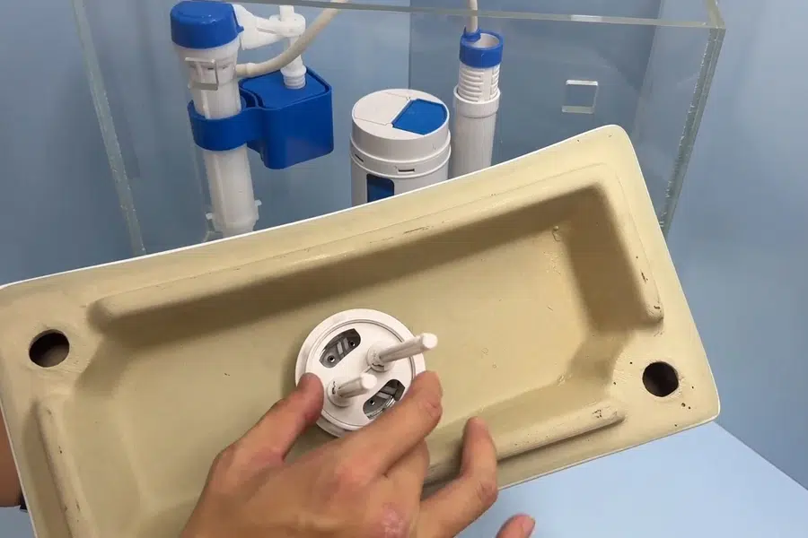Toilet tank repair parts with fill valve and flapper components related to Toilet tank repair in Monrovia
