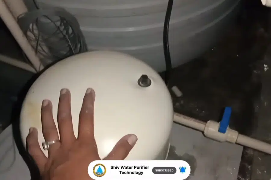 Whole-house water softener with control valve and resin tank for water softener system installed in a Monrovia home
