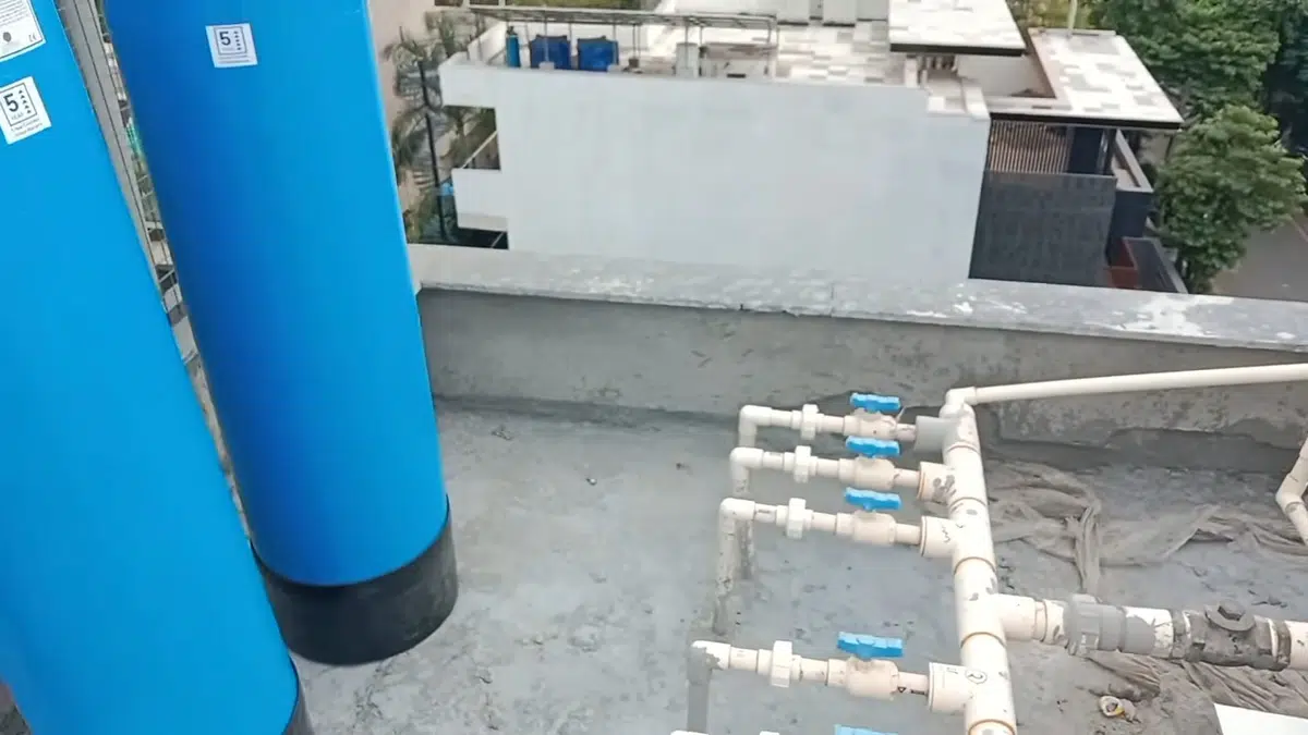 Whole-house water softener with control valve and resin tank related to Water softener in a Monrovia home